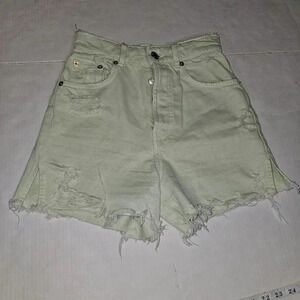 Zara High Waisted Distress Mint Green Shorts‎ Sz 2